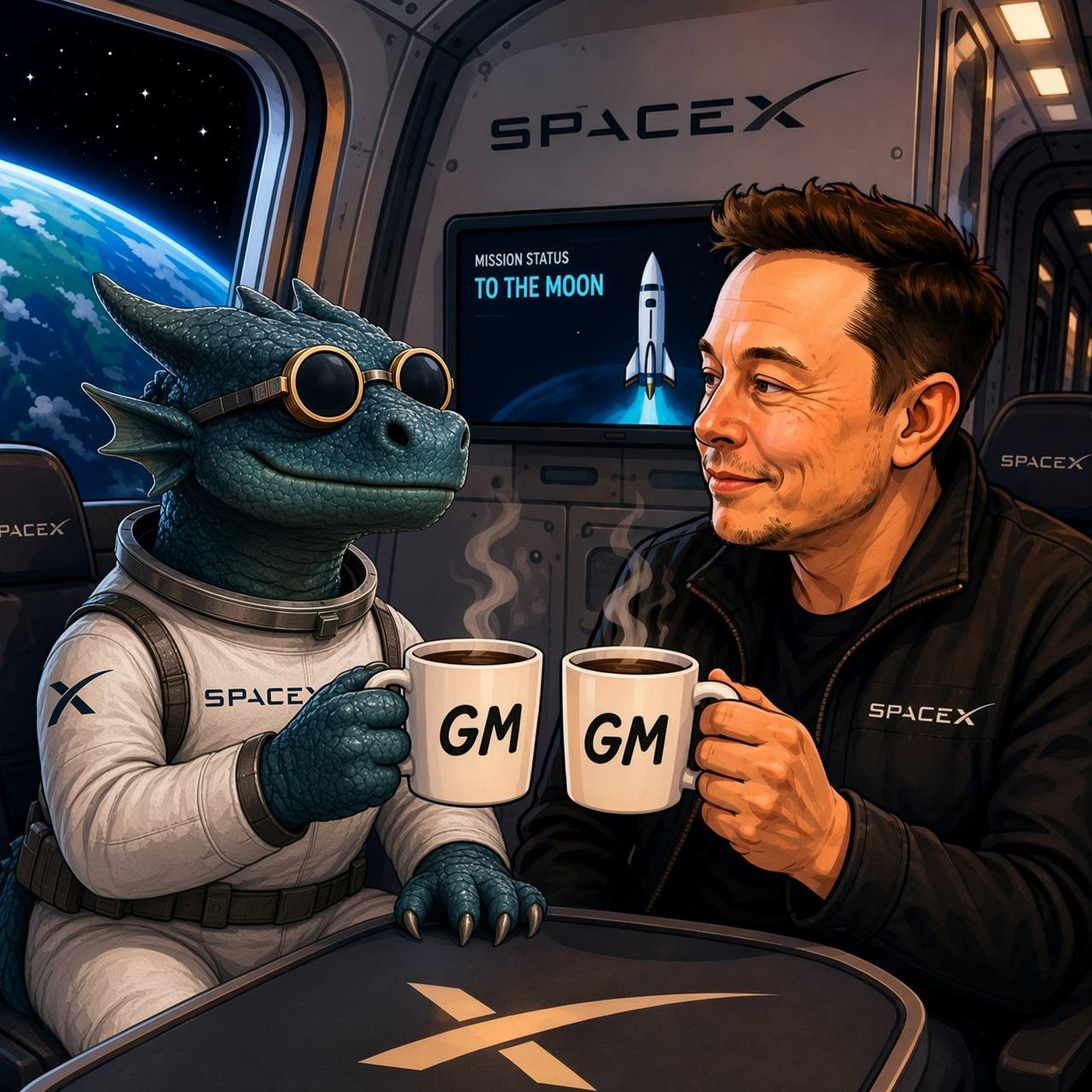 $DRAGON meme: GM with Elon